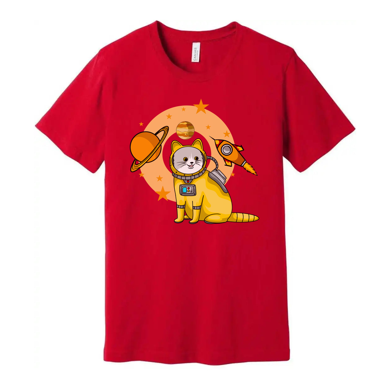 Space Cat Astronaut Graphic Tee With Rocket And Planets For Kids And Adults Worldwide