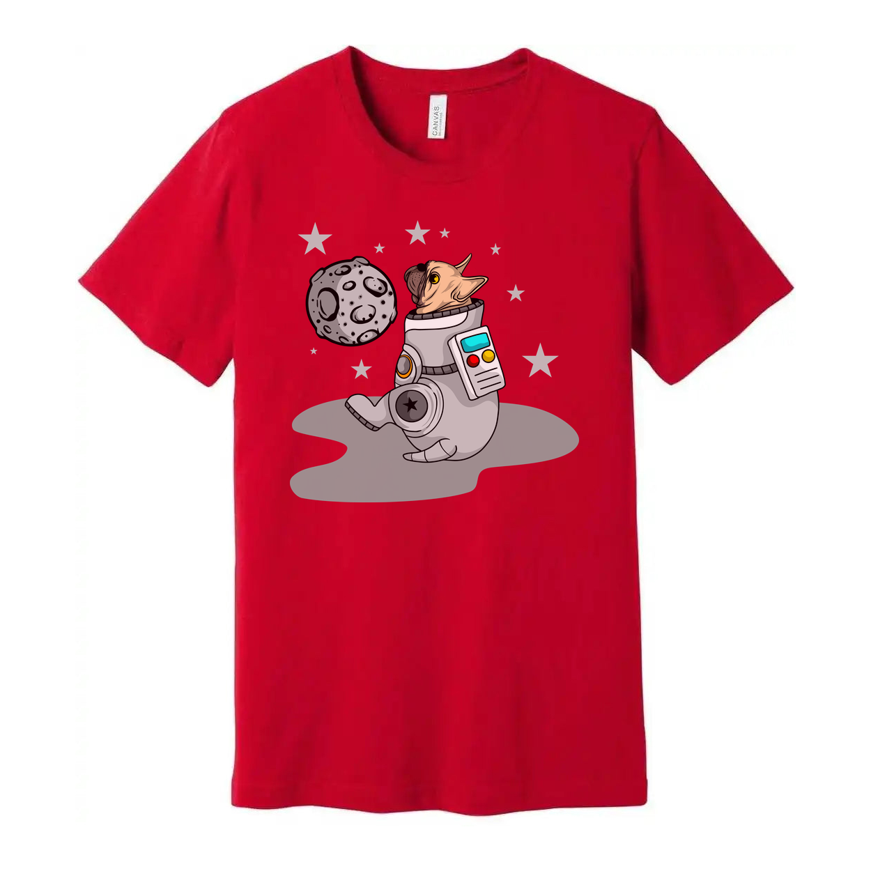 Space Dog Astronaut Graphic Tee For Unisex Fit With Moon Stars And Space Theme Artwork