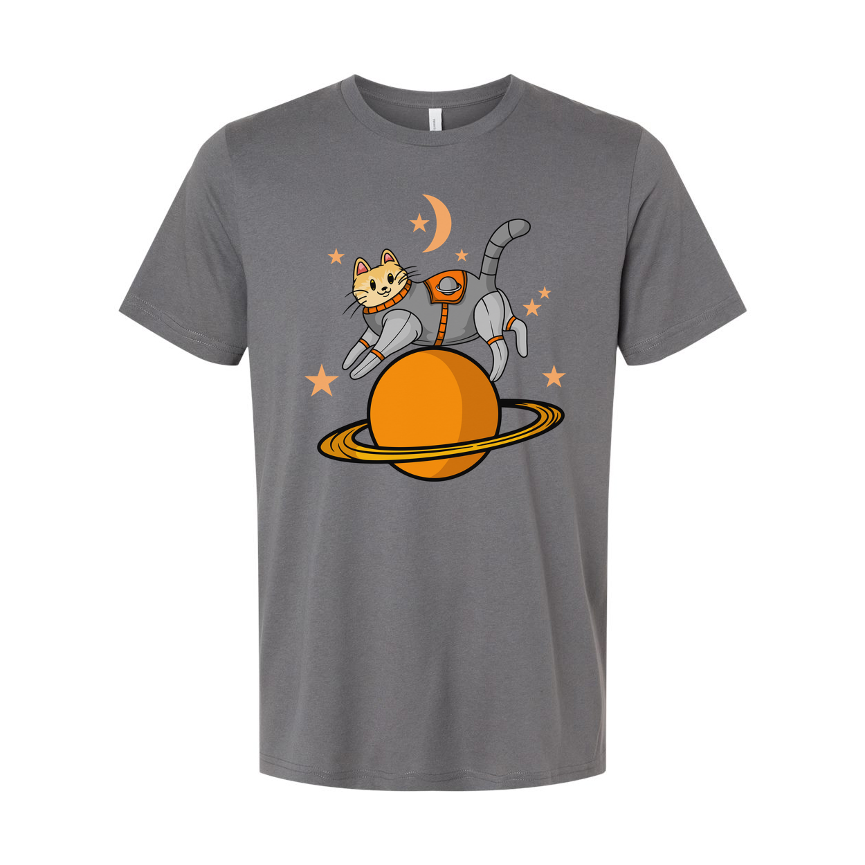 Unisex Space Cat Astronaut Graphic T Shirt With Planet Ring And Stars Design For Space Lovers