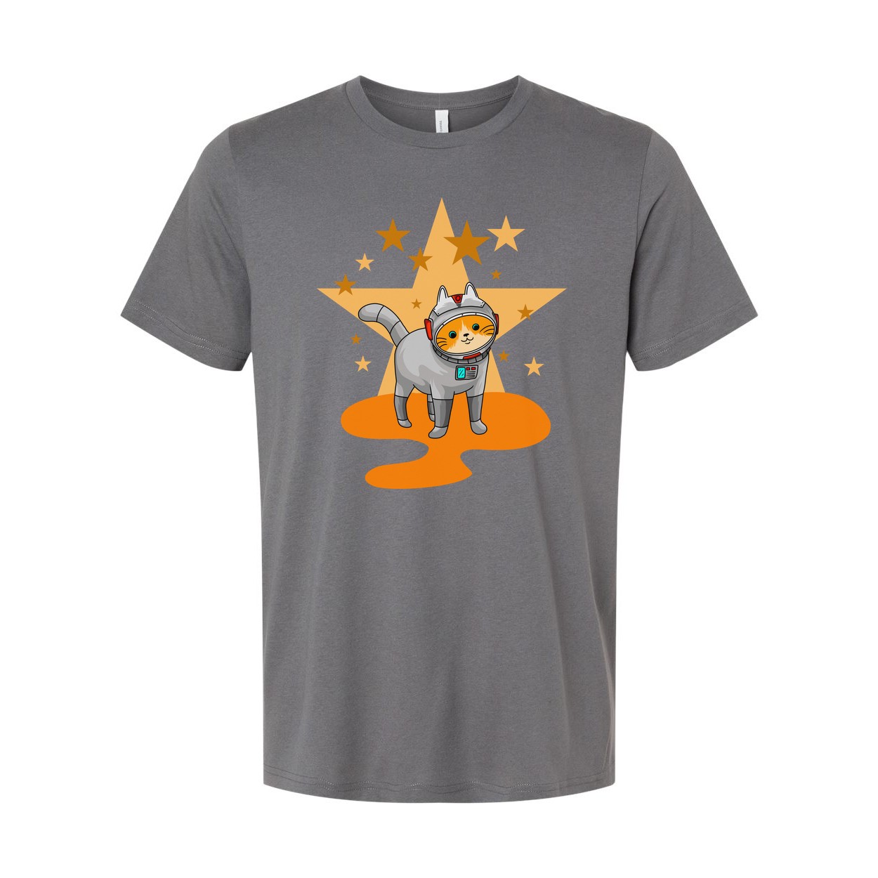 Cosmic Cat Astronaut Graphic Tee With Starry Background For Unisex Adults And Teens