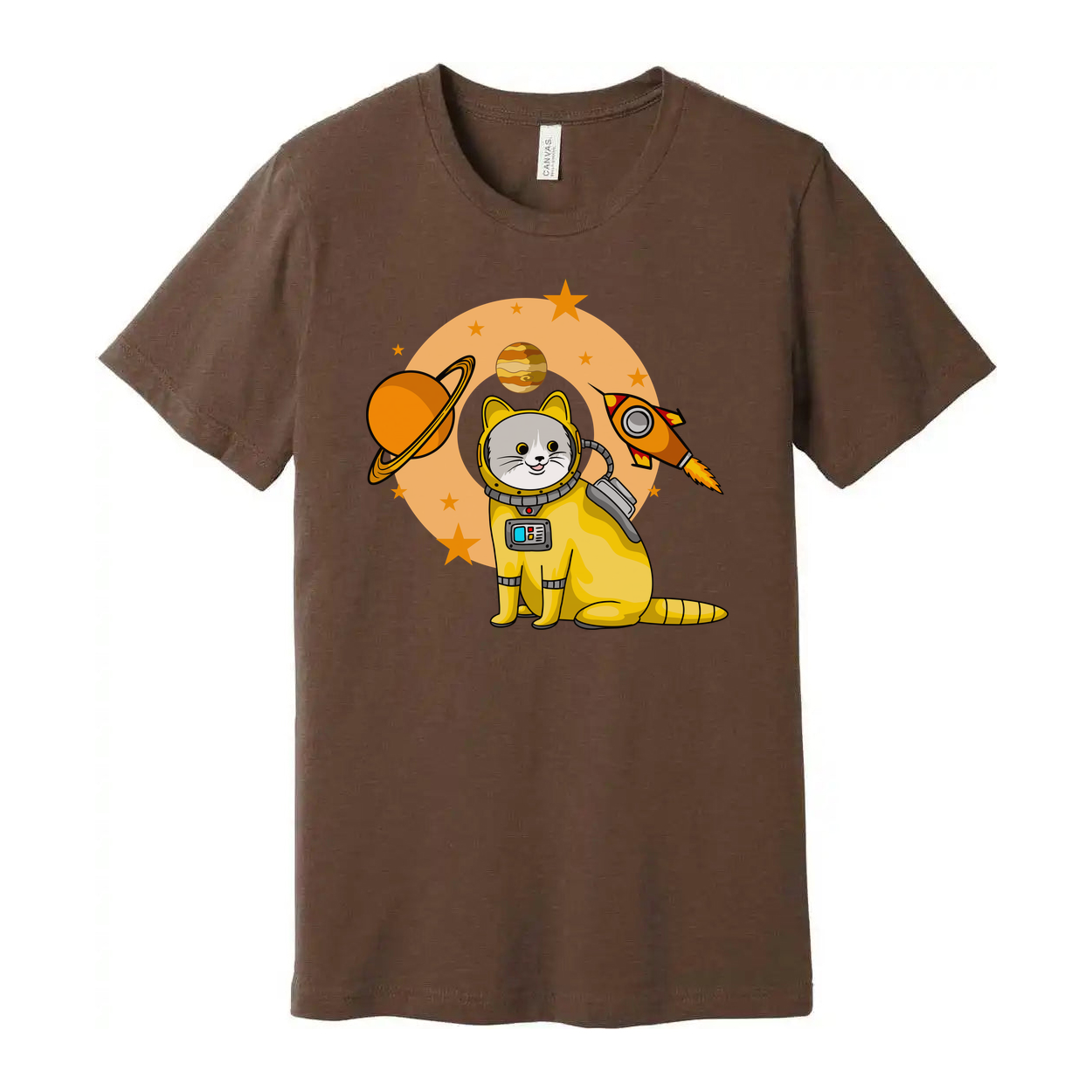 Space Cat Astronaut Graphic Tee With Rocket And Planets For Kids And Adults Worldwide
