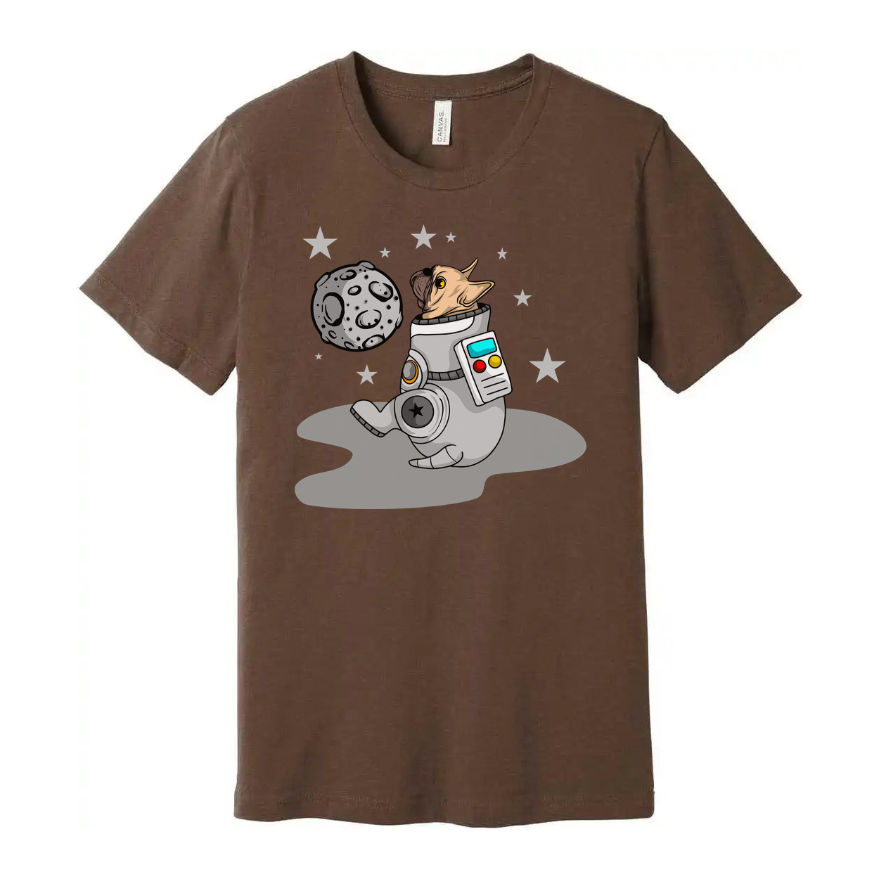 Space Dog Astronaut Graphic Tee For Unisex Fit With Moon Stars And Space Theme Artwork