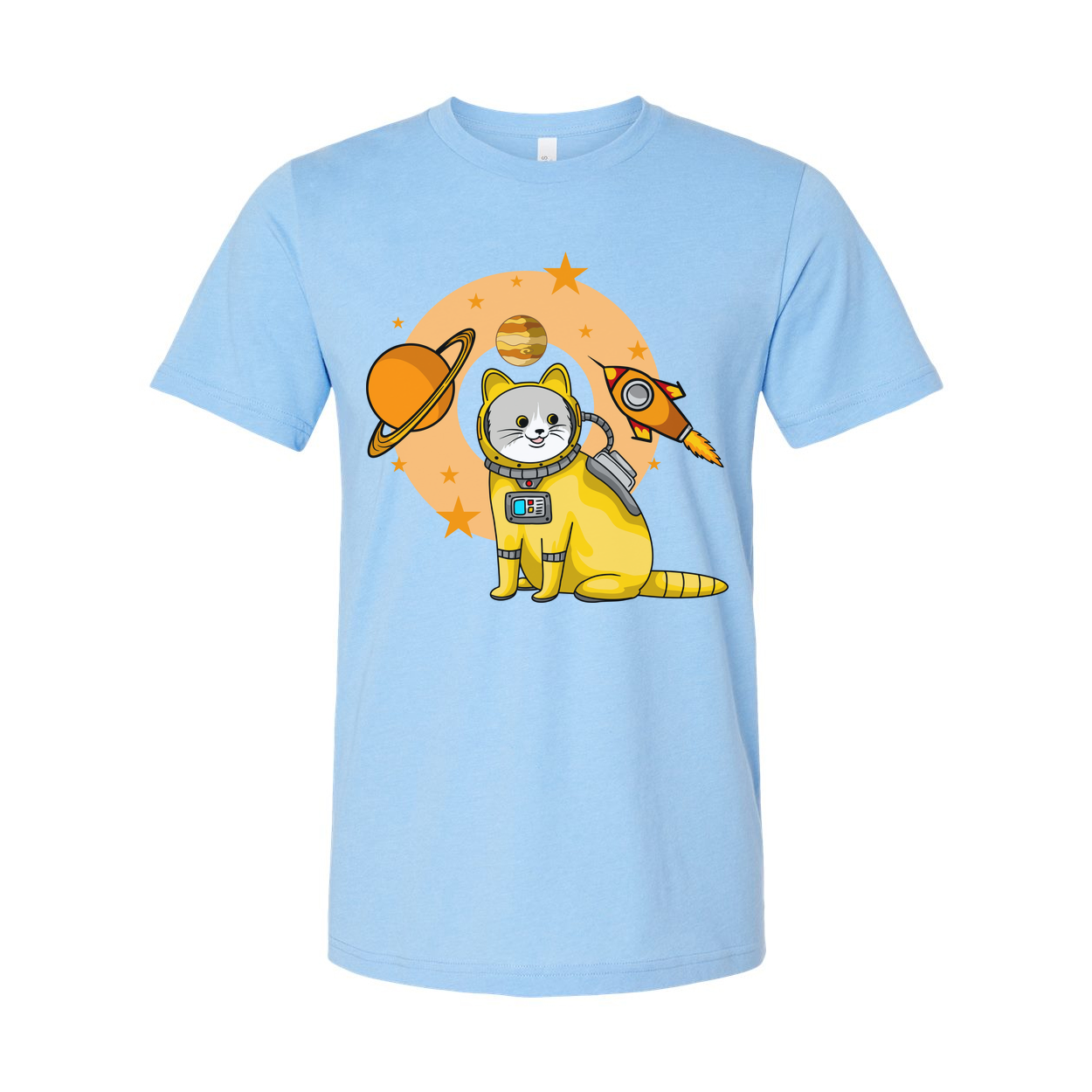 Space Cat Astronaut Graphic Tee With Rocket And Planets For Kids And Adults Worldwide