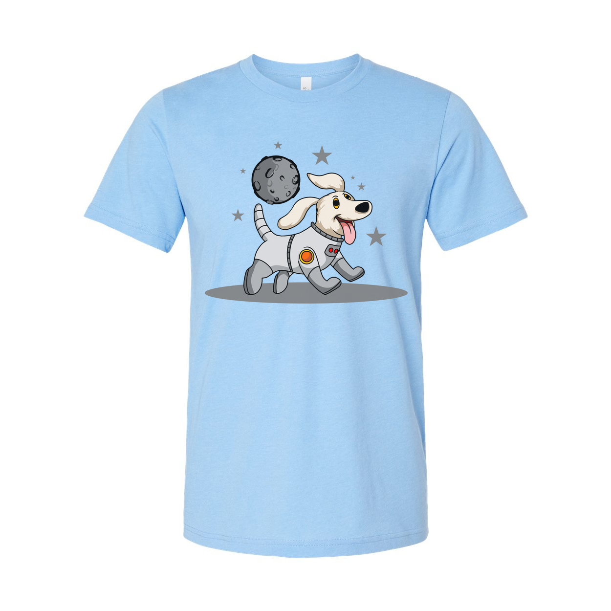 Space Dog In Spacesuit Cartoon Graphic Tee For Adults Unisex Casual Shirt With Galaxy Theme And Fun Outer Space Style