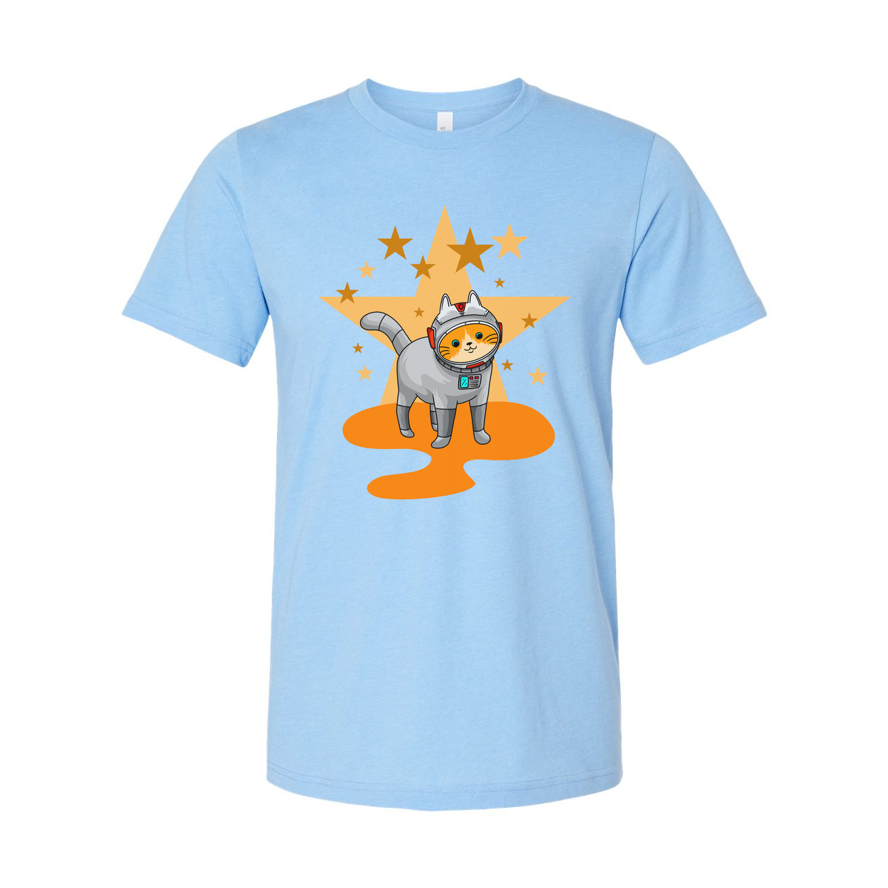 Cosmic Cat Astronaut Graphic Tee With Starry Background For Unisex Adults And Teens