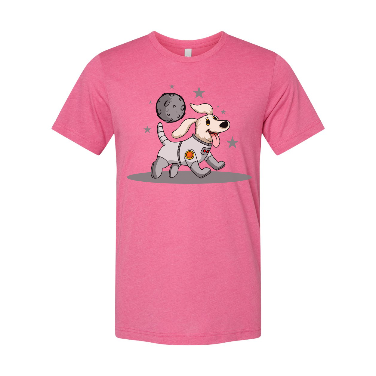 Space Dog In Spacesuit Cartoon Graphic Tee For Adults Unisex Casual Shirt With Galaxy Theme And Fun Outer Space Style