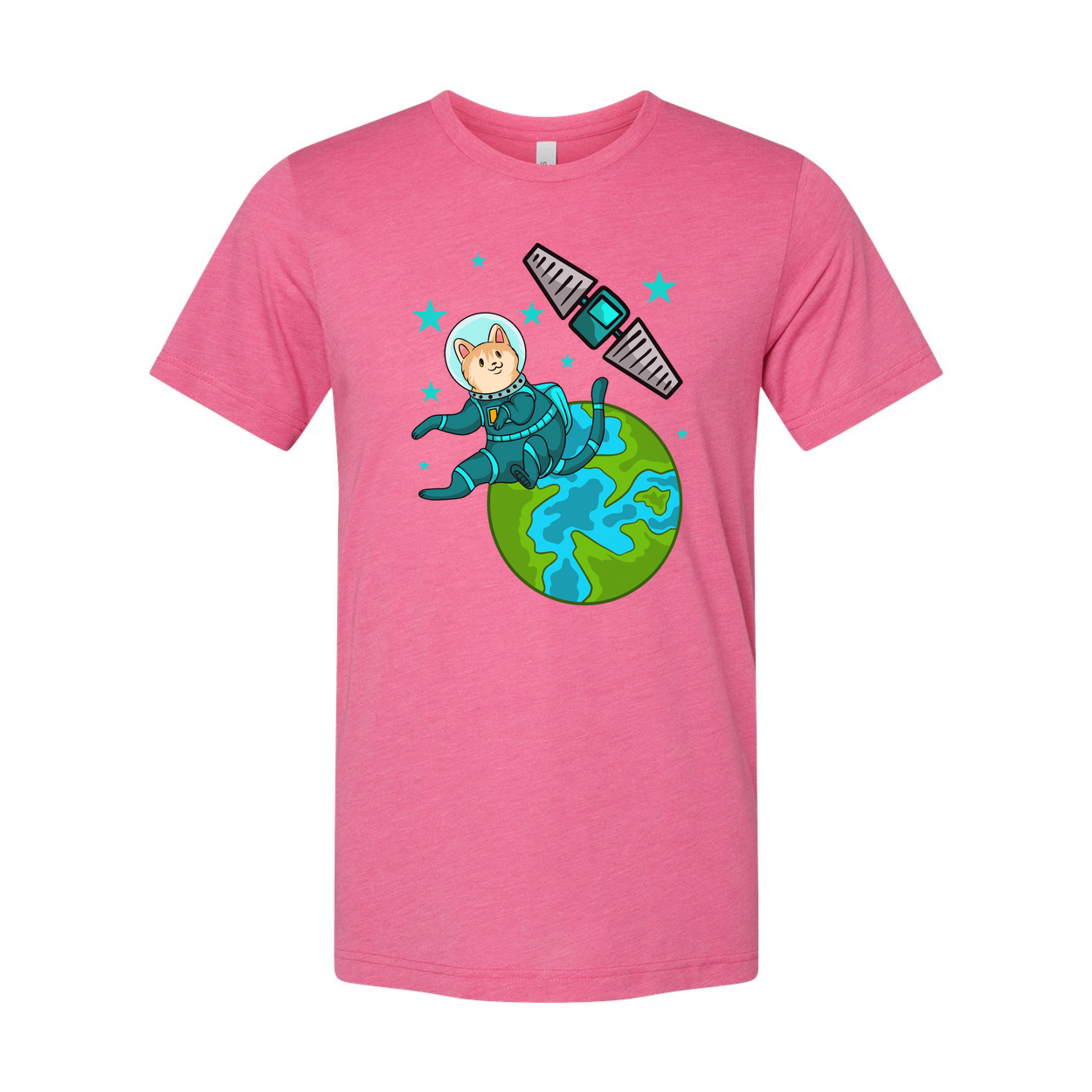 Space Animals Cat Astronaut Floating Over Earth Graphic On Unisex T Shirt For Space Lovers