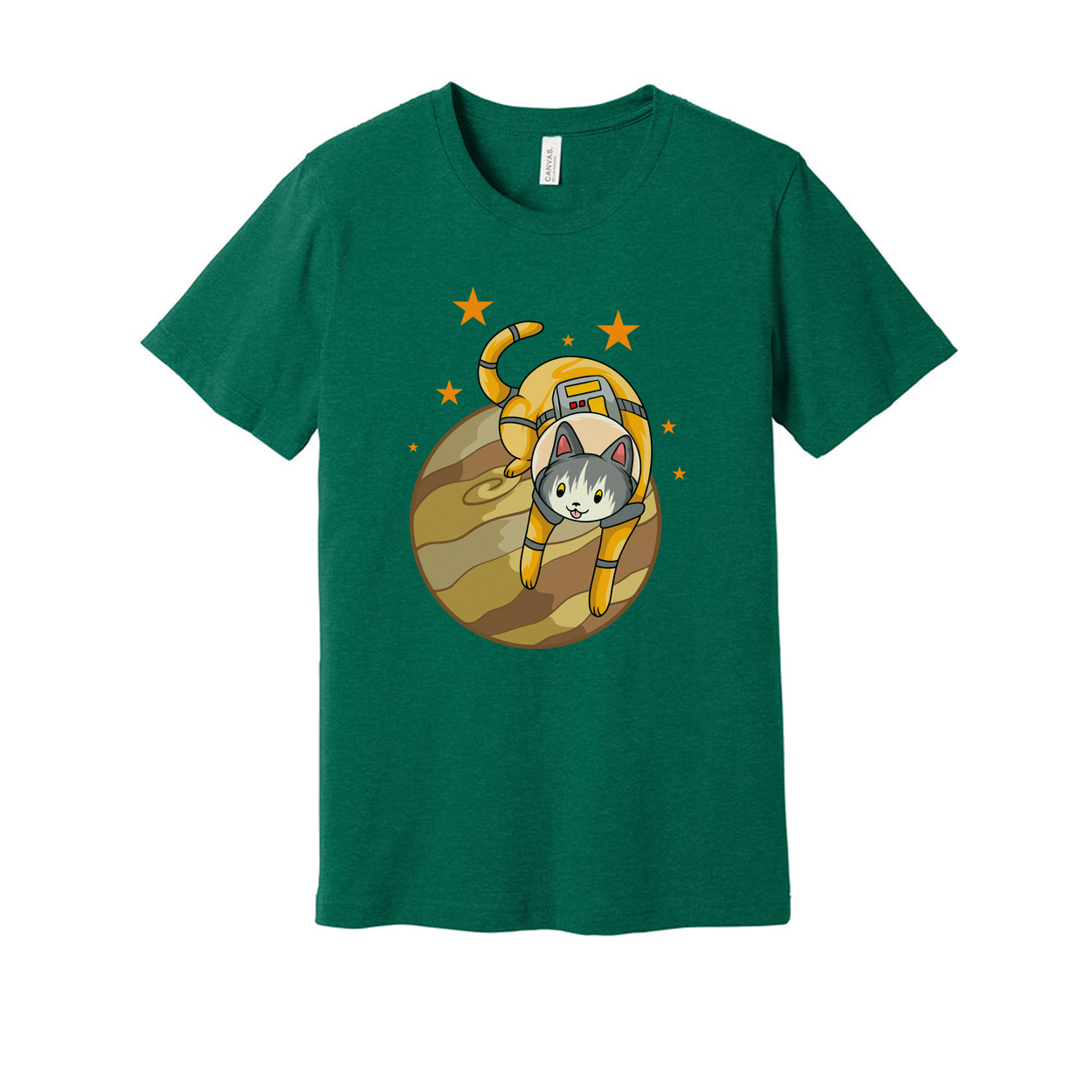 Space Cat Astronaut Illustration On Planet Unisex T Shirt With Adventure Theme Playful Design