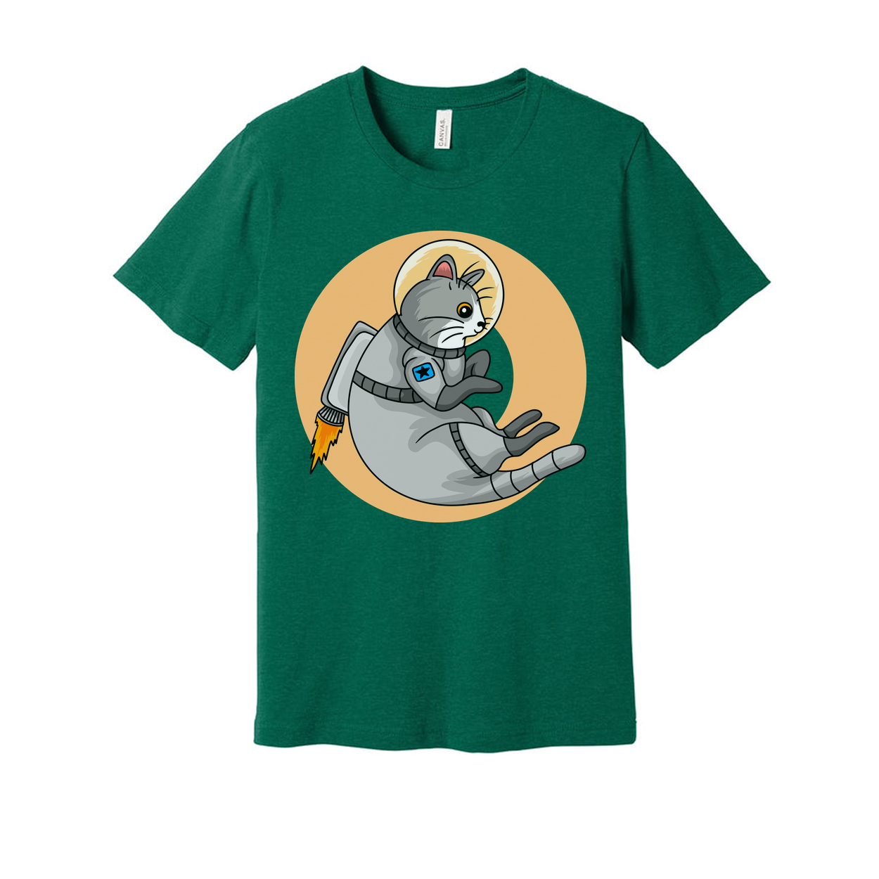Space Cat Astronaut On A Rocket Graphic Tee For Unisex Adults And Teens Fun Cosmic Design