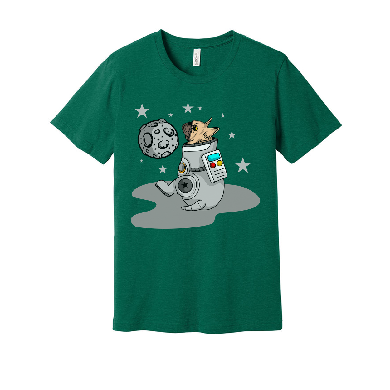 Space Dog Astronaut Graphic Tee For Unisex Fit With Moon Stars And Space Theme Artwork