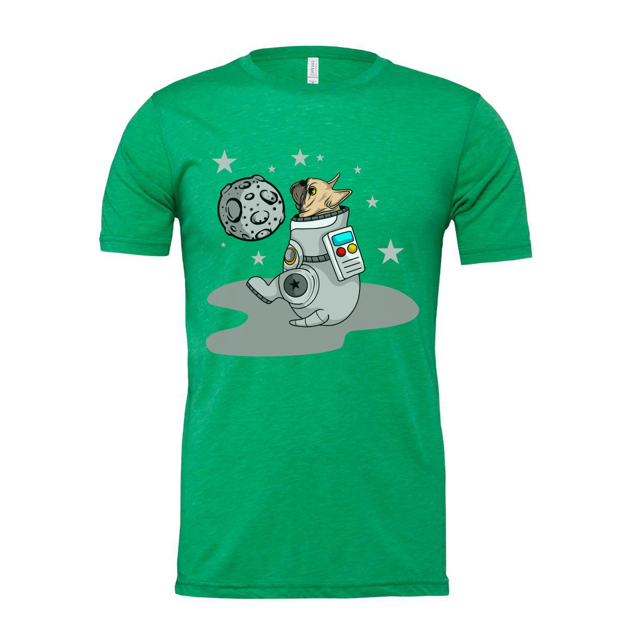 Space Dog Astronaut Graphic Tee For Unisex Fit With Moon Stars And Space Theme Artwork