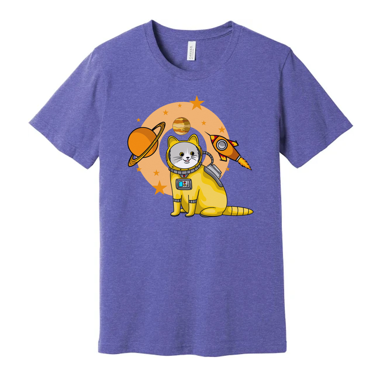 Space Cat Astronaut Graphic Tee With Rocket And Planets For Kids And Adults Worldwide