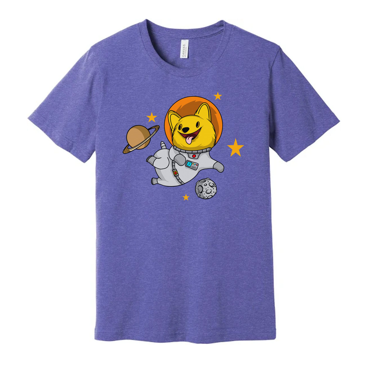 Space Dog Astronaut Graphic T Shirt For Unisex Adults And Kids Cosmic Design Tee