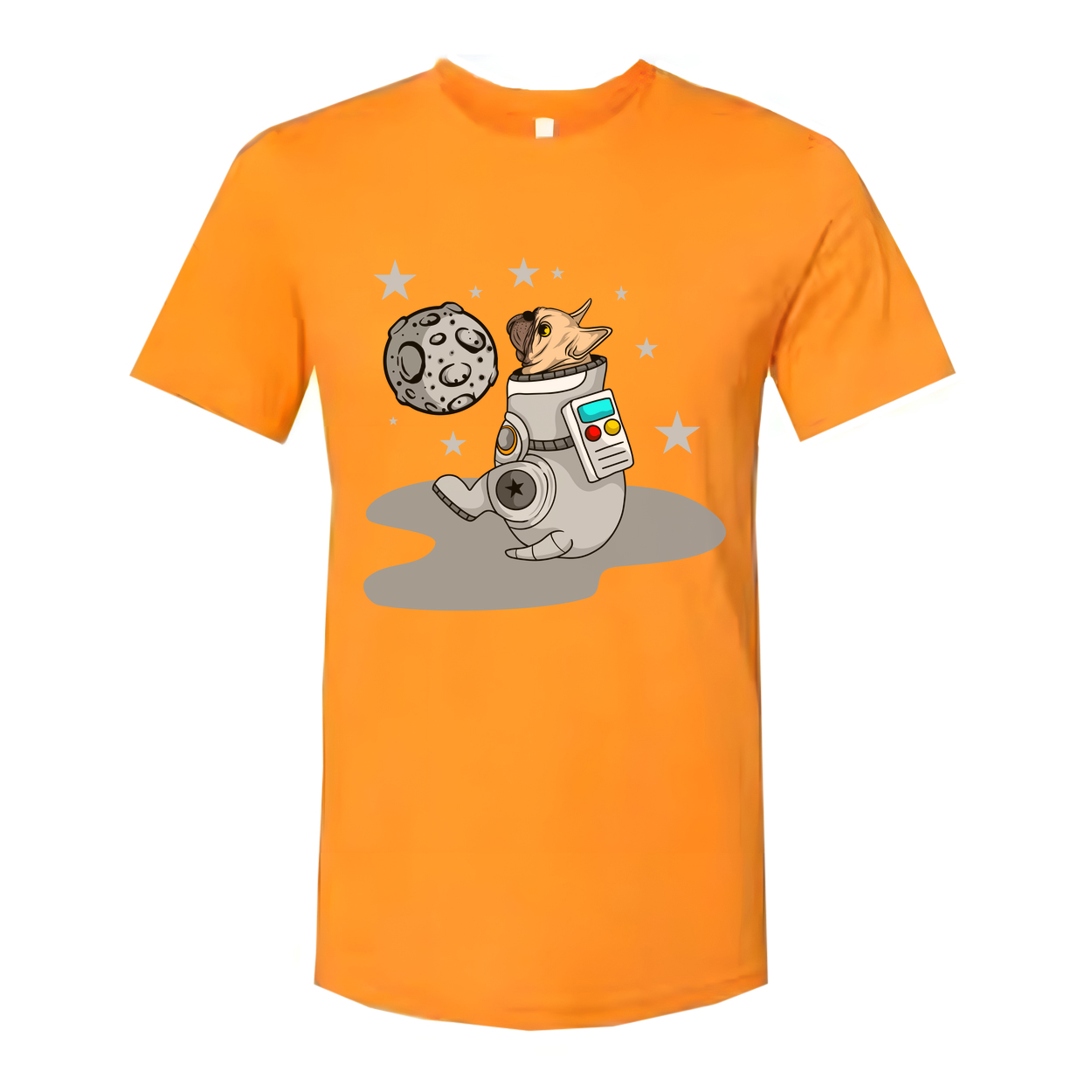 Space Dog Astronaut Graphic Tee For Unisex Fit With Moon Stars And Space Theme Artwork