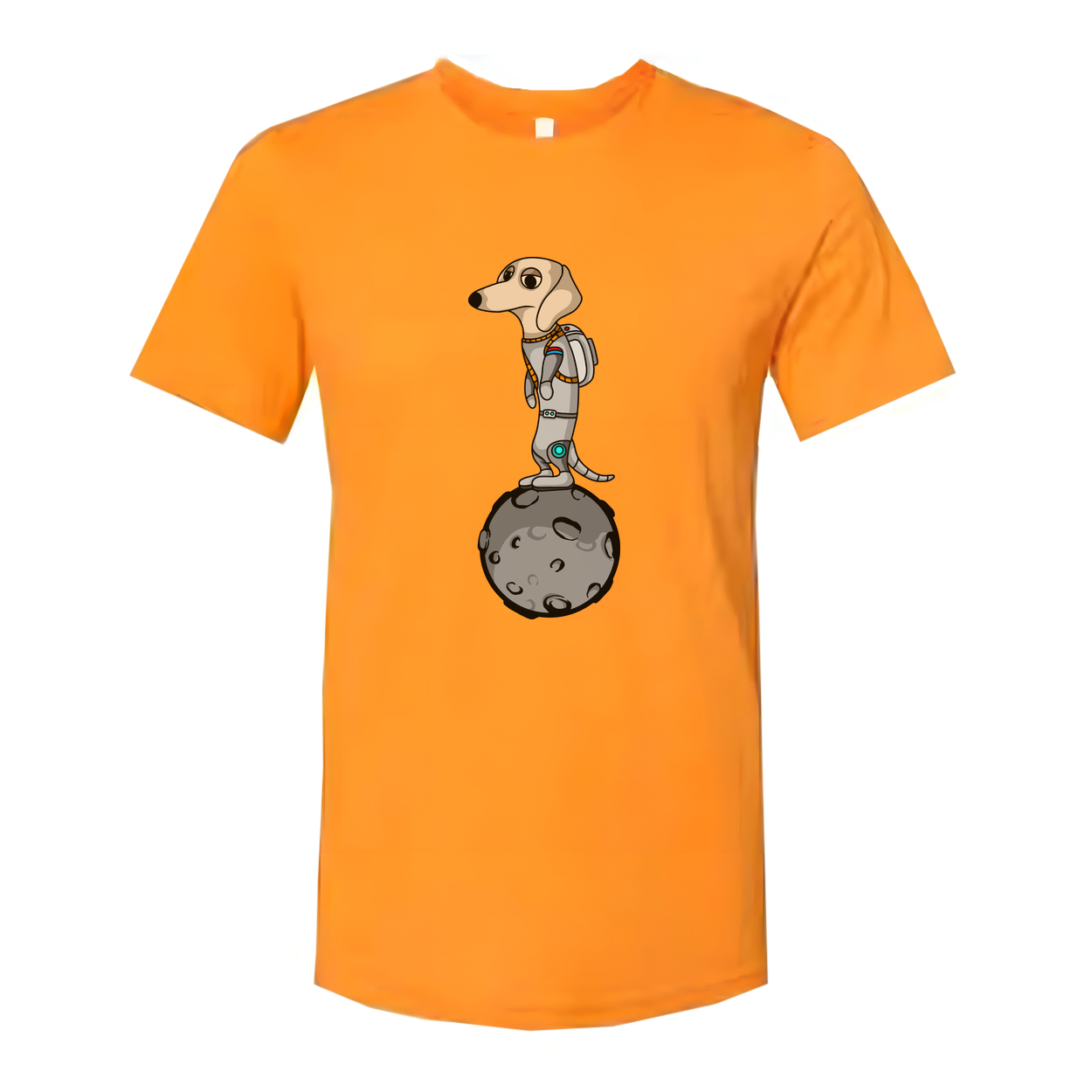 Unisex Space Dog Astronaut Standing On the Moon Graphic T Shirt With Cartoon Style Illustration