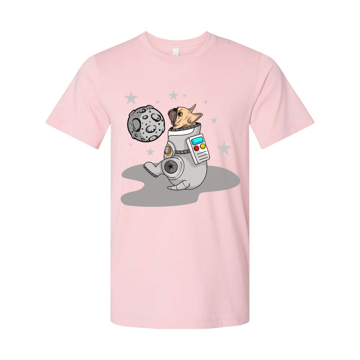 Space Dog Astronaut Graphic Tee For Unisex Fit With Moon Stars And Space Theme Artwork