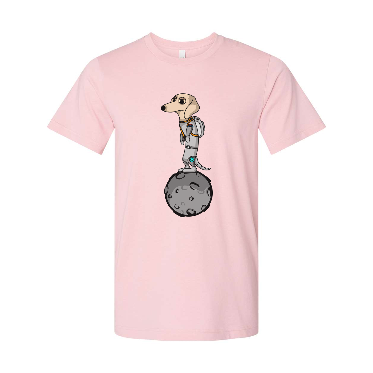 Unisex Space Dog Astronaut Standing On the Moon Graphic T Shirt With Cartoon Style Illustration