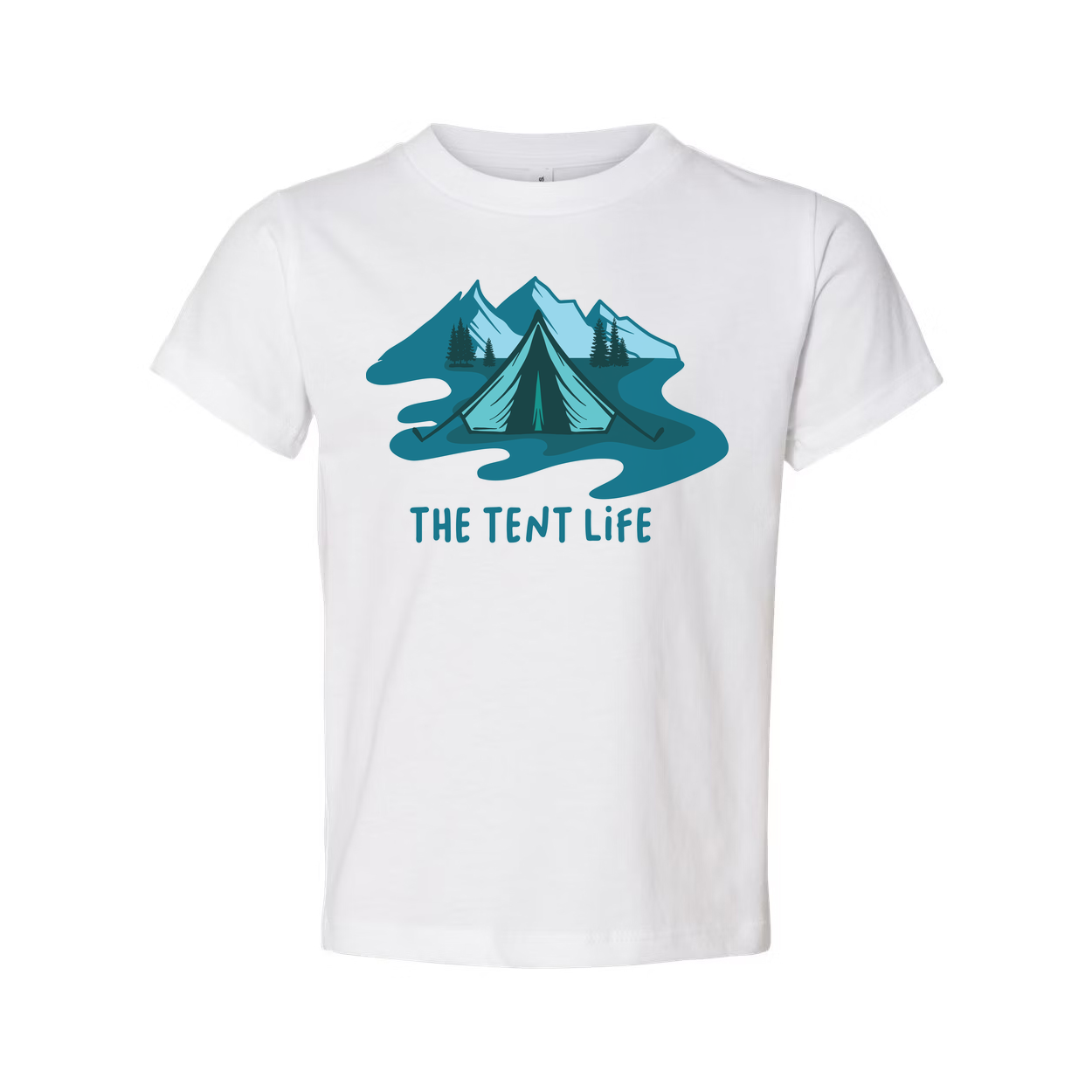Unisex Outdoor Tent Life Graphic T Shirt With Mountain Scene And River Design Art Print