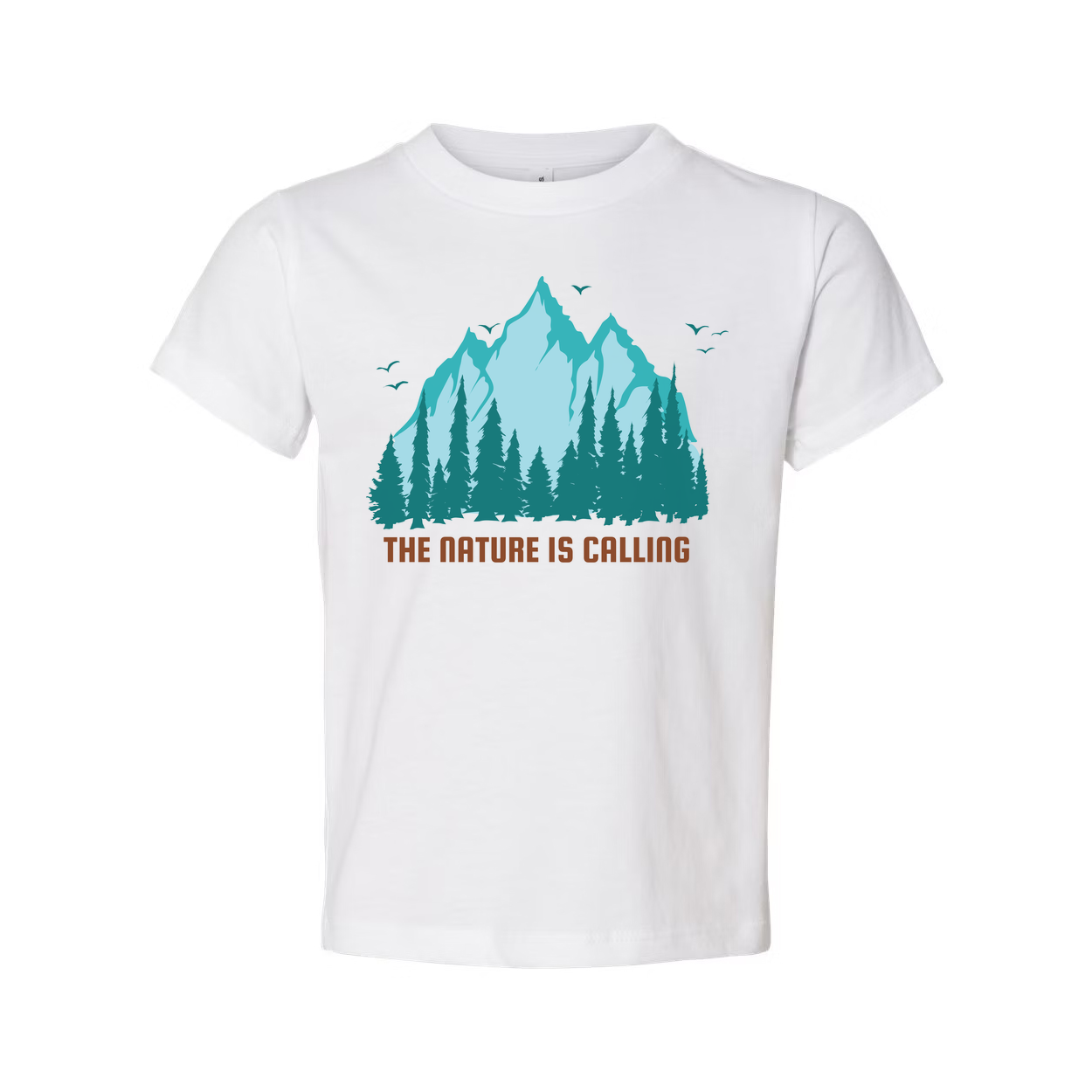 Nature Is Calling Mountain Range And Forest Graphic T Shirt For Outdoor Enthusiasts