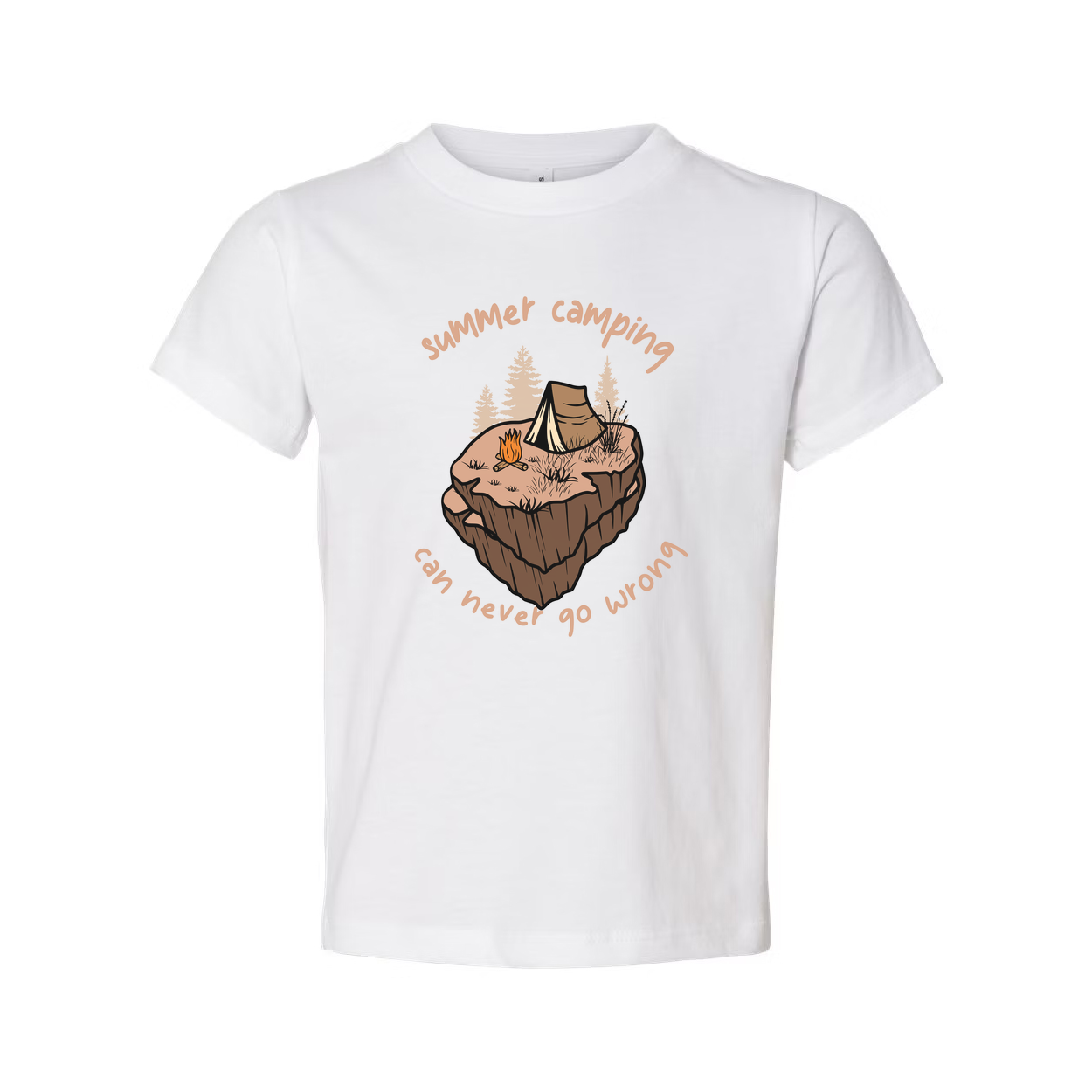 Summer Camping Graphic Unisex T Shirt For Outdoors Enthusiasts Featuring Tent Campfire And Island Scene