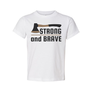 Strong and Brave Outdoor Axe Graphic T Shirt for Unisex Outdoor Enthusiasts and Casual Wear