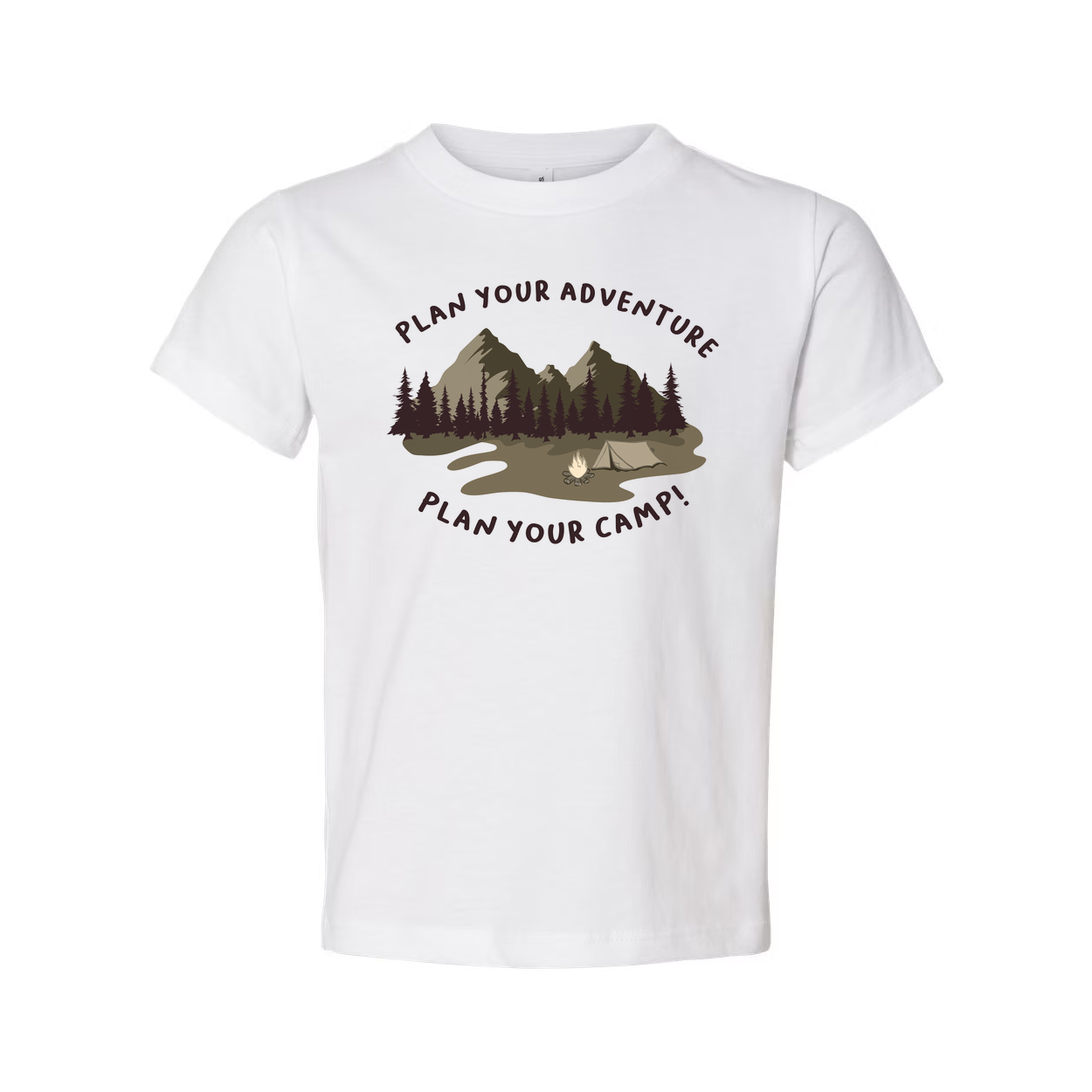 Unisex Outdoor Adventure Camp Graphic T Shirt With Mountain Forest Campfire Illustration