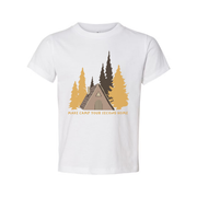 Unisex Camping Graphic T Shirt With Forest Cabin And Tent Design For Outdoor Lovers