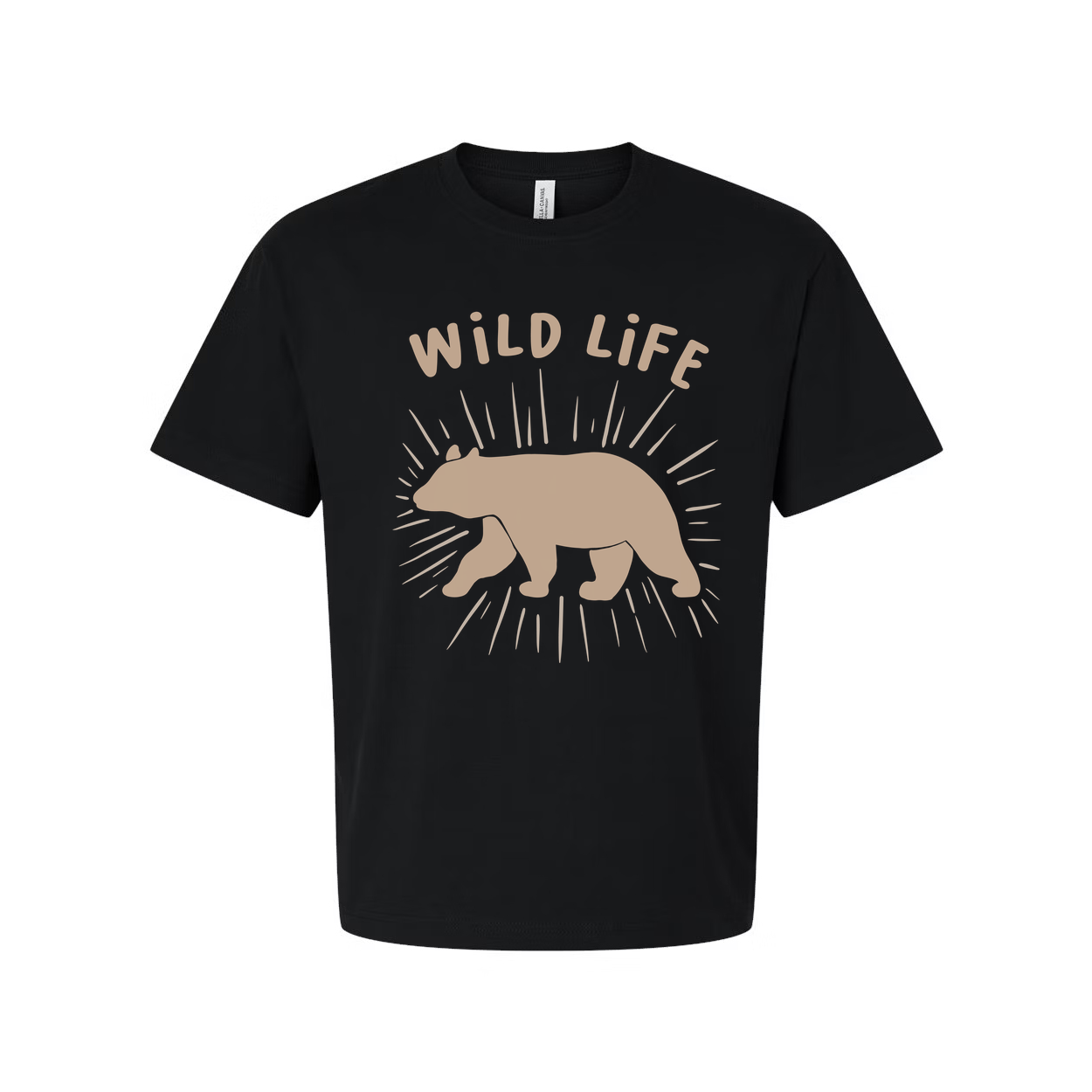 Unisex Outdoor Bear Graphic T Shirt With Wild Life Illustration And Sunburst Design