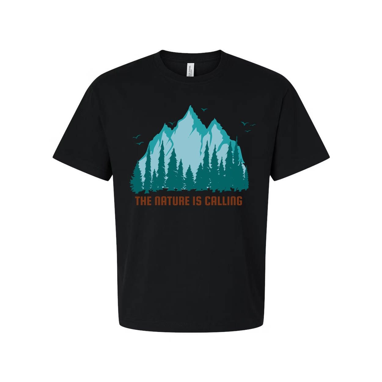Nature Is Calling Mountain Range And Forest Graphic T Shirt For Outdoor Enthusiasts