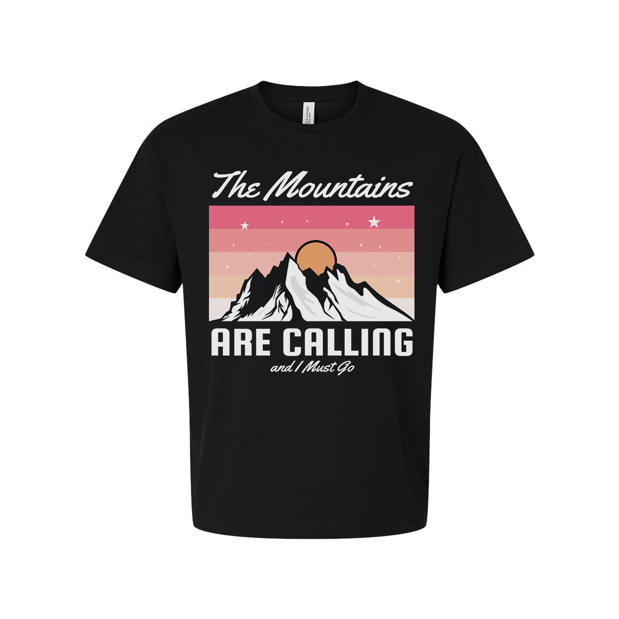 Unisex Graphic T Shirt With The Mountains Are Calling Sunset Mountain Design For Outdoor Fans