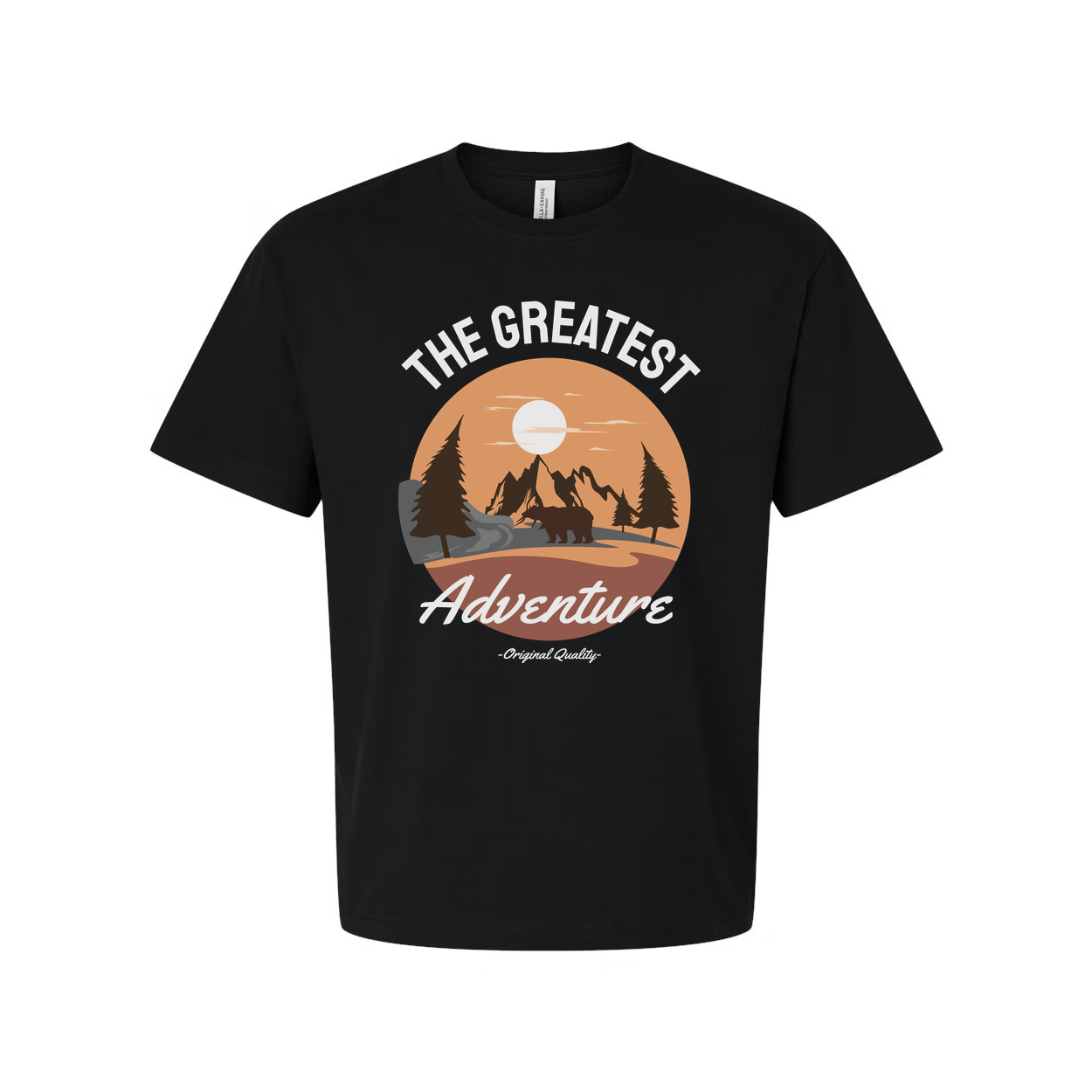 Unisex The Greatest Adventure Outdoor T-Shirt With Sunset Mountains And Forest Silhouette Graphic