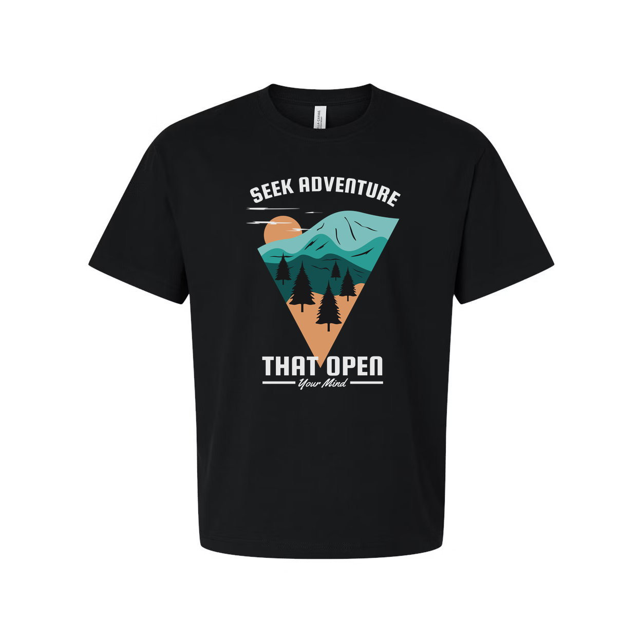 Unisex Outdoor Adventure Graphic Tee With Mountain Range Triangle Design For Nature Lovers