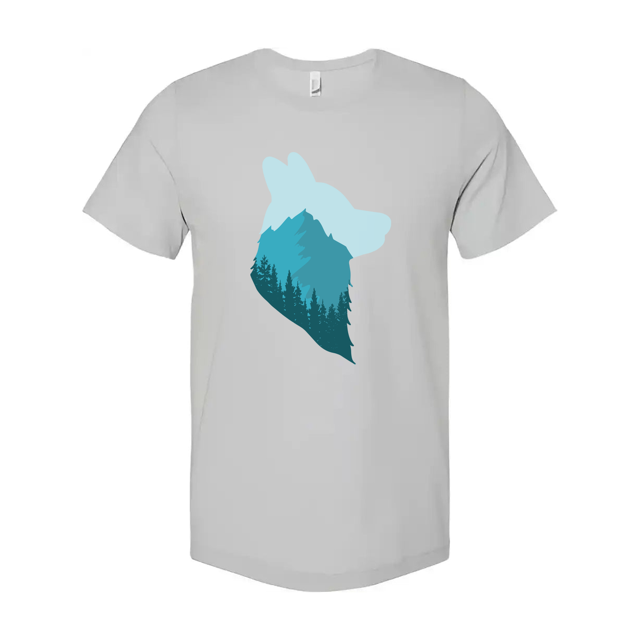 Unisex Outdoor Theme T Shirt With Mountain Landscape Bear Silhouette Graphic For Adventure Lovers
