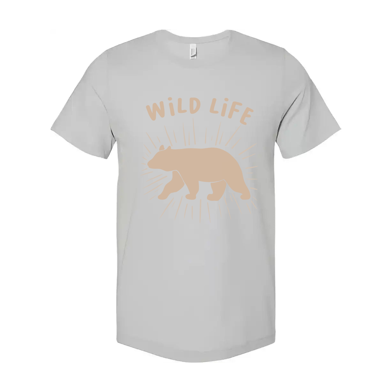 Unisex Outdoor Bear Graphic T Shirt With Wild Life Illustration And Sunburst Design