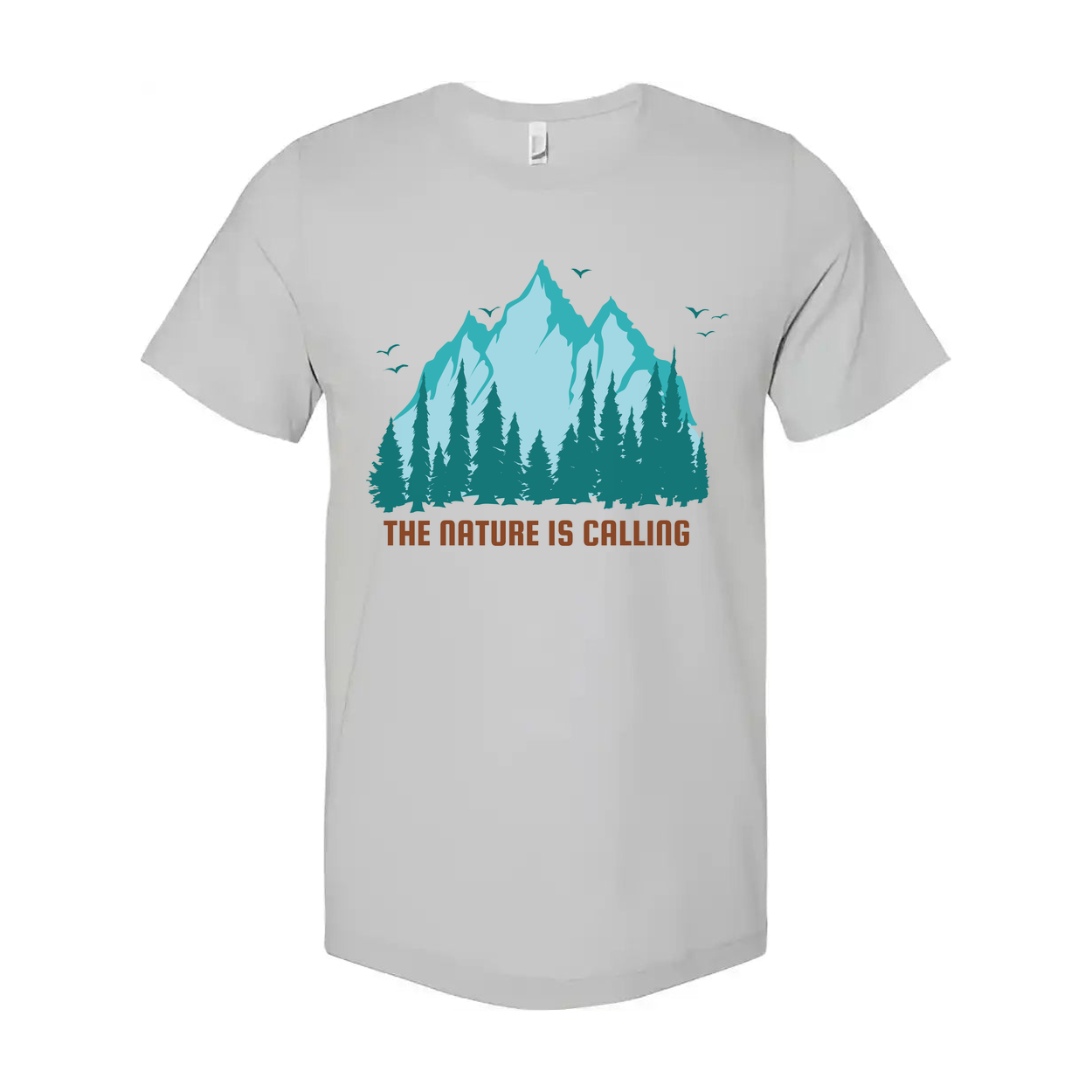 Nature Is Calling Mountain Range And Forest Graphic T Shirt For Outdoor Enthusiasts
