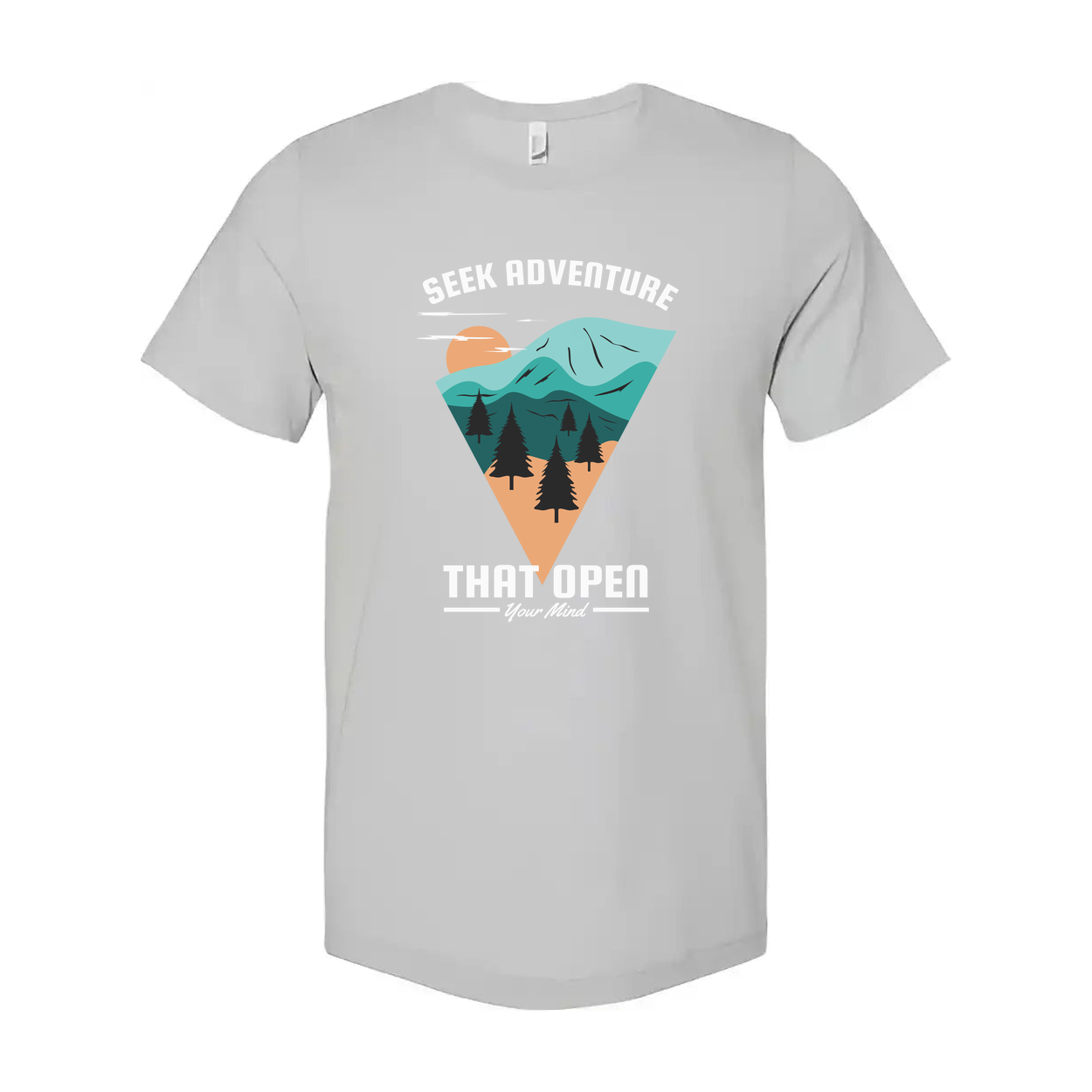 Unisex Outdoor Adventure Graphic Tee With Mountain Range Triangle Design For Nature Lovers