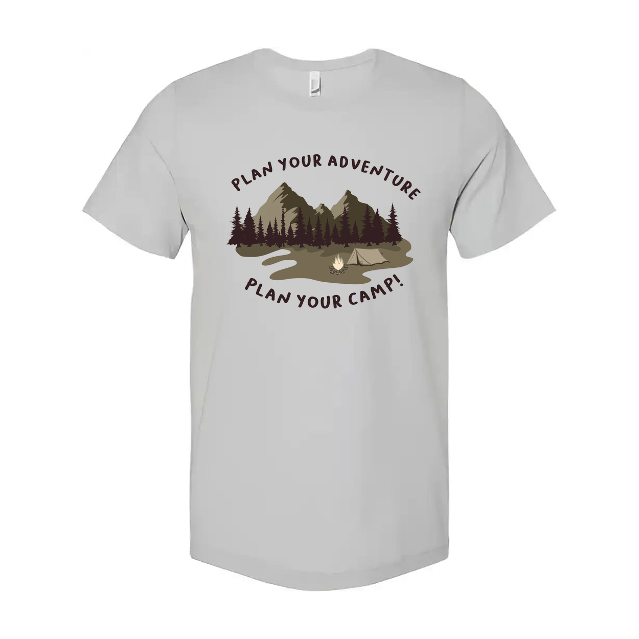 Unisex Outdoor Adventure Camp Graphic T Shirt With Mountain Forest Campfire Illustration