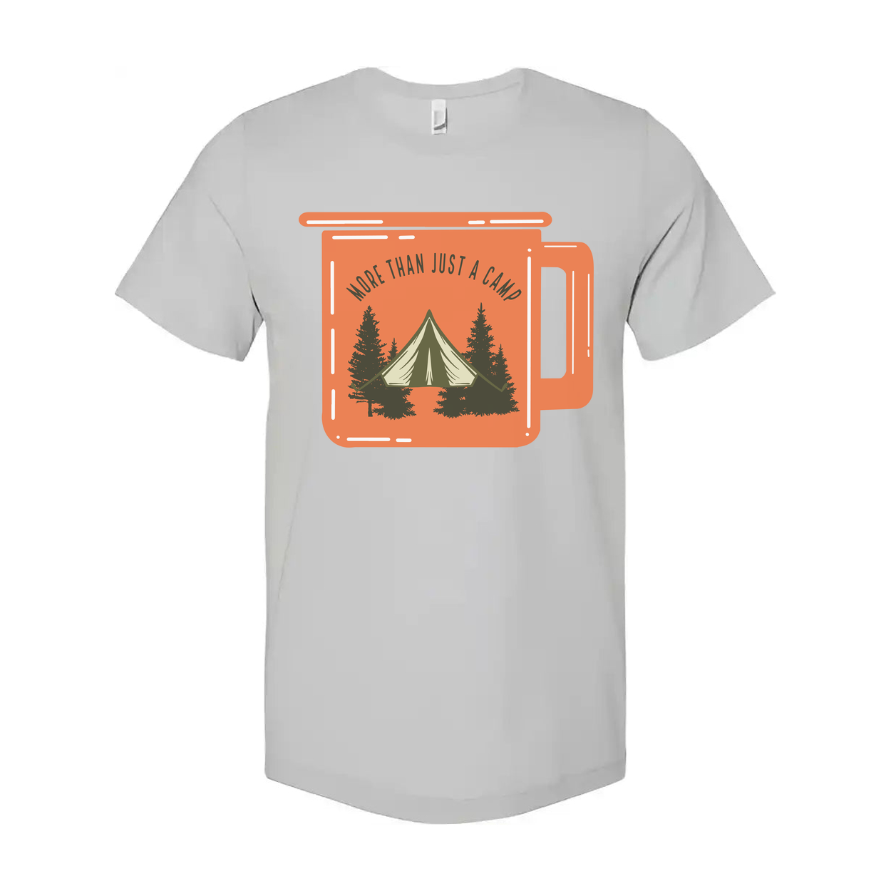 Unisex Outdoor Camping Graphic T Shirt With Tent And Pine Trees Landscape Illustration For Adventurers