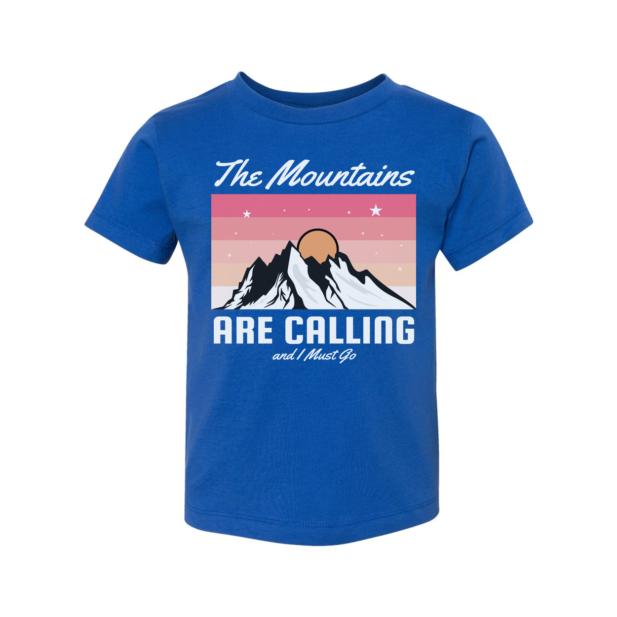 Unisex Graphic T Shirt With The Mountains Are Calling Sunset Mountain Design For Outdoor Fans