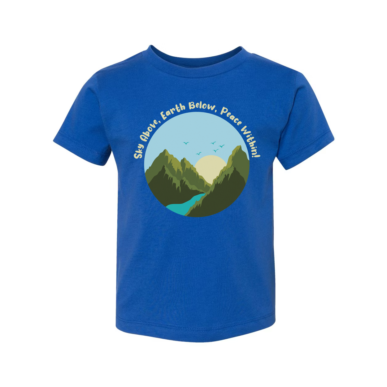 Unisex Outdoor Mountain Landscape T Shirt With Circle Sunrise Over River Graphic