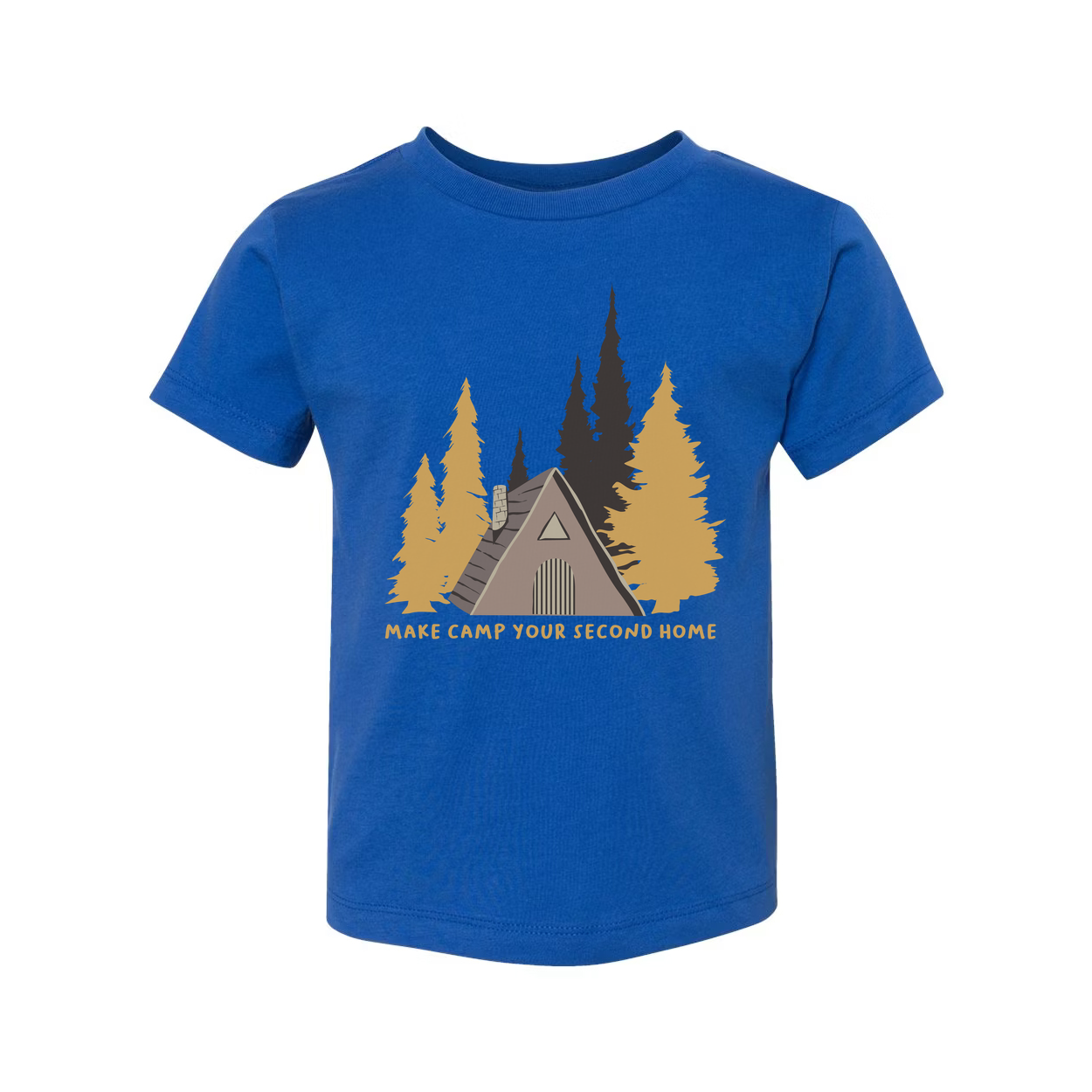 Unisex Camping Graphic T Shirt With Forest Cabin And Tent Design For Outdoor Lovers