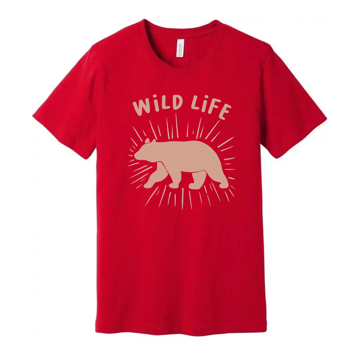 Unisex Outdoor Bear Graphic T Shirt With Wild Life Illustration And Sunburst Design
