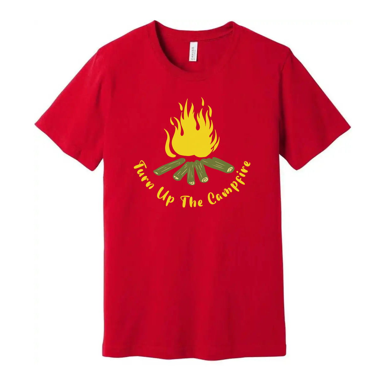 Turn Up The Campfire Unisex Graphic Tee With Campfire And Logs Design For Outdoor Adventure