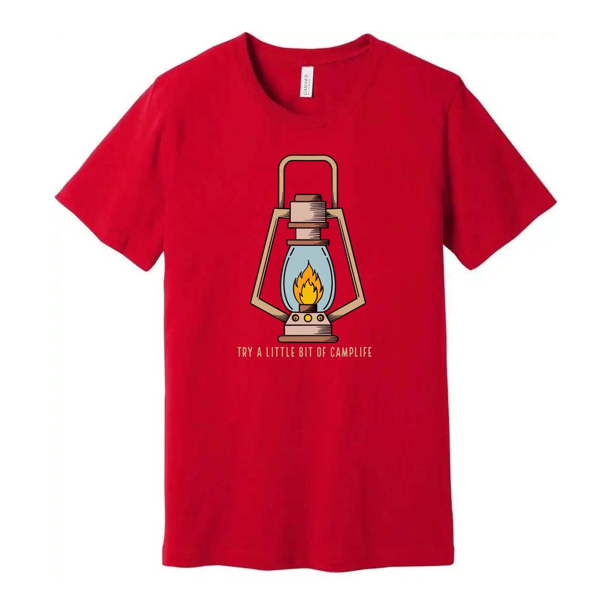 Unisex Outdoor Lantern Graphic T Shirt With Camp Life Motto For Outdoor Enthusiasts