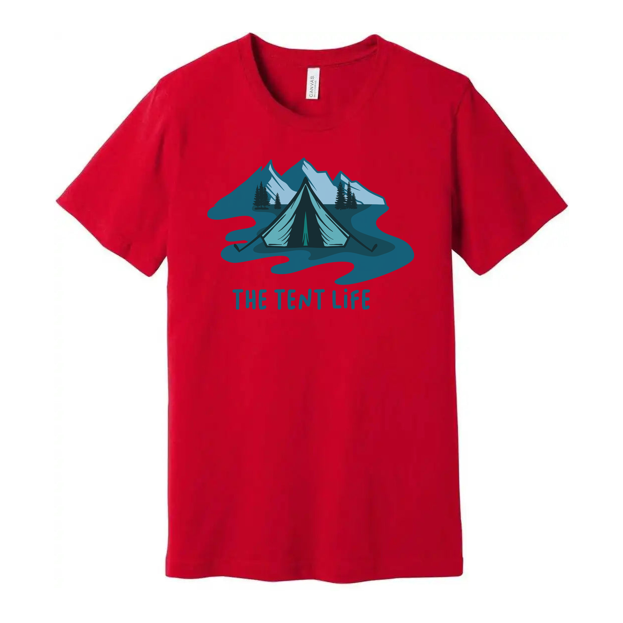 Unisex Outdoor Tent Life Graphic T Shirt With Mountain Scene And River Design Art Print