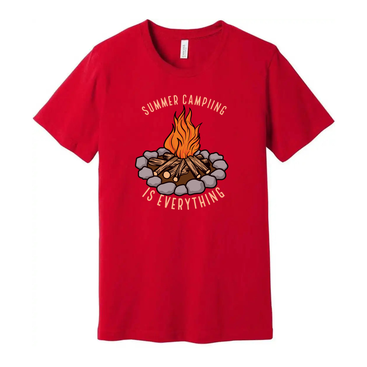 Unisex Outdoor Camping T Shirt With Campfire Illustration Graphic Tee For Outdoor Enthusiasts