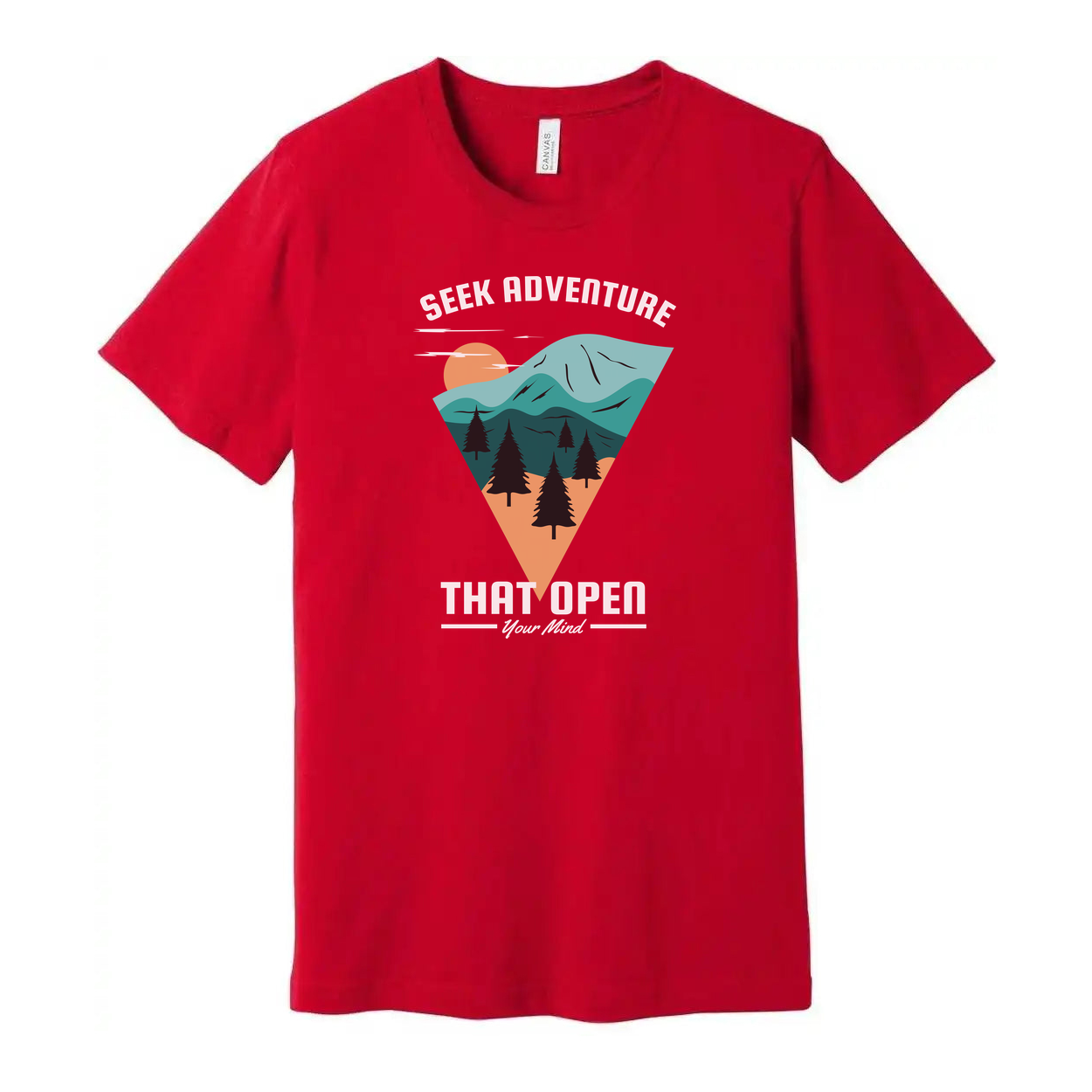 Unisex Outdoor Adventure Graphic Tee With Mountain Range Triangle Design For Nature Lovers