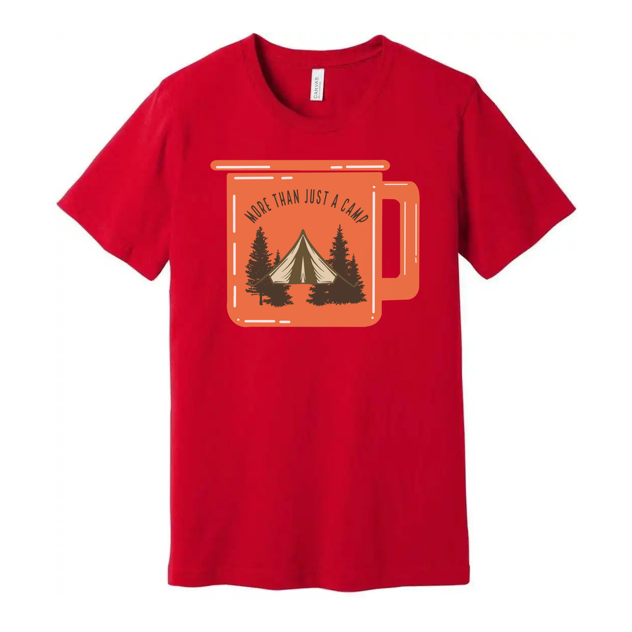 Unisex Outdoor Camping Graphic T Shirt With Tent And Pine Trees Landscape Illustration For Adventurers