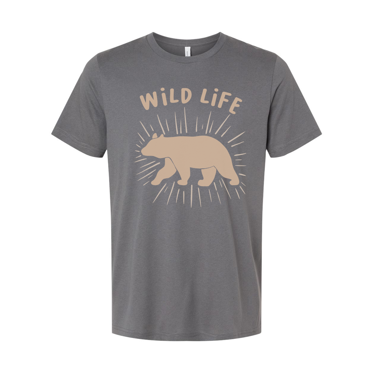 Unisex Outdoor Bear Graphic T Shirt With Wild Life Illustration And Sunburst Design