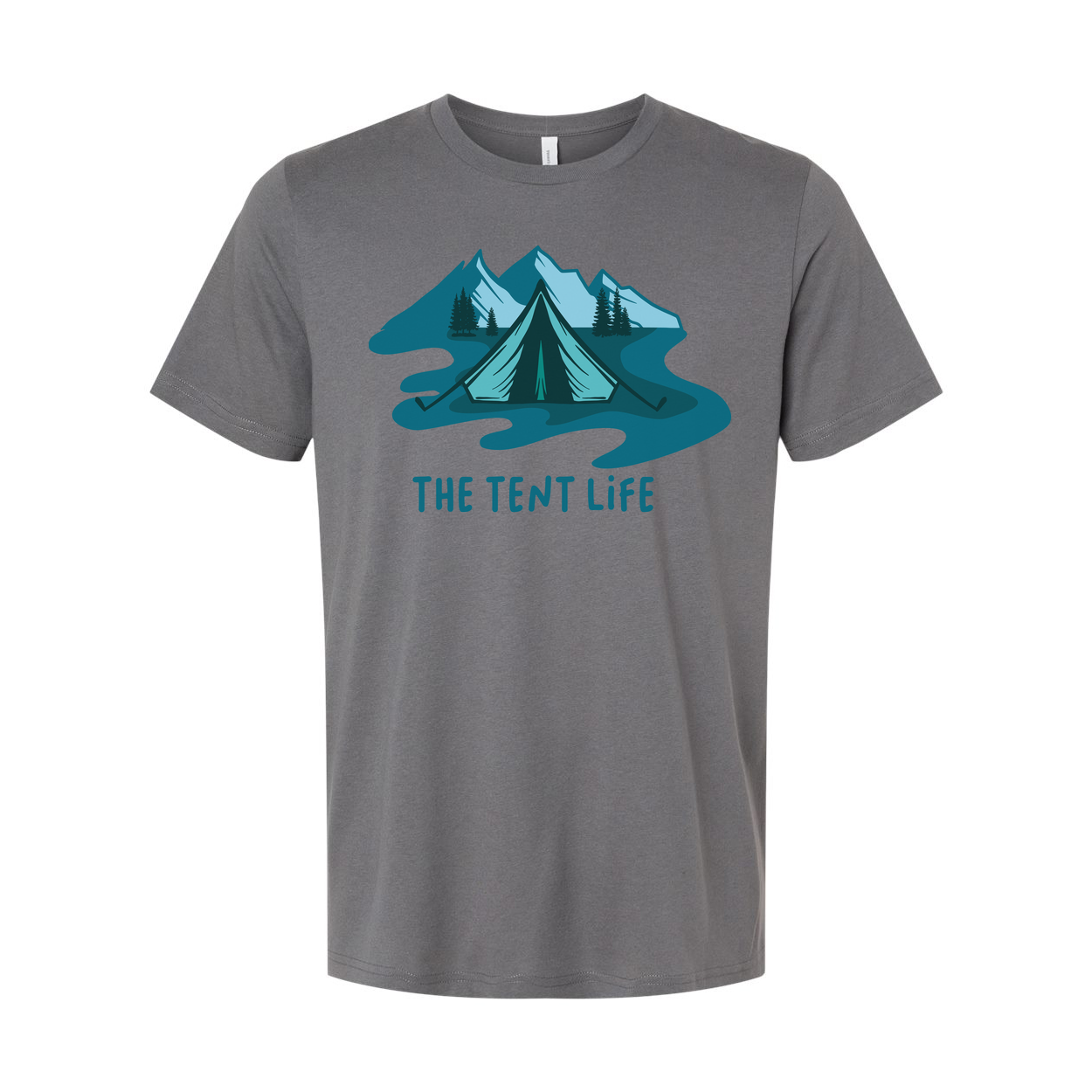 Unisex Outdoor Tent Life Graphic T Shirt With Mountain Scene And River Design Art Print